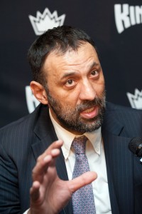 Mar 16, 2015; Sacramento, CA, USA; Sacramento Kings former center Vlade Divac speaks with the press after being named Vice President of Basketball and Franchise operations at Sleep Train Arena. Mandatory Credit: Ed Szczepanski-USA TODAY Sports