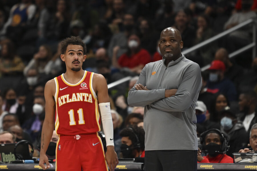 He's no Steph Curry, but Hawks' Trae Young does a nice imitation