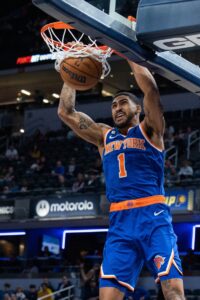 Obi Toppin Blue New York Knicks Game-Used #1 Jersey vs. Toronto